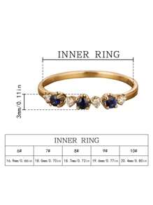 Set Kotak Hadiah: Cincin Mewah Elegan dengan Satu Baris Batu Permata Putih dan Biru Bertatahkan Mikro, Tembaga Murni Berlapis Emas Imitasi, Cocok untuk Wanita, Pernikahan, Pertunangan, Hadiah Hari Valentine, Ibu, Hari Ibu, Hadiah. - Emas - View 4