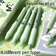 Writing Tool Set, Cute Cartoon Design Retractable Erasable Pen, Blue Erasable Ink, Easy To Erase Ballpoint Pen, Panda Pen, Holiday Gift - Multicolor - View 1