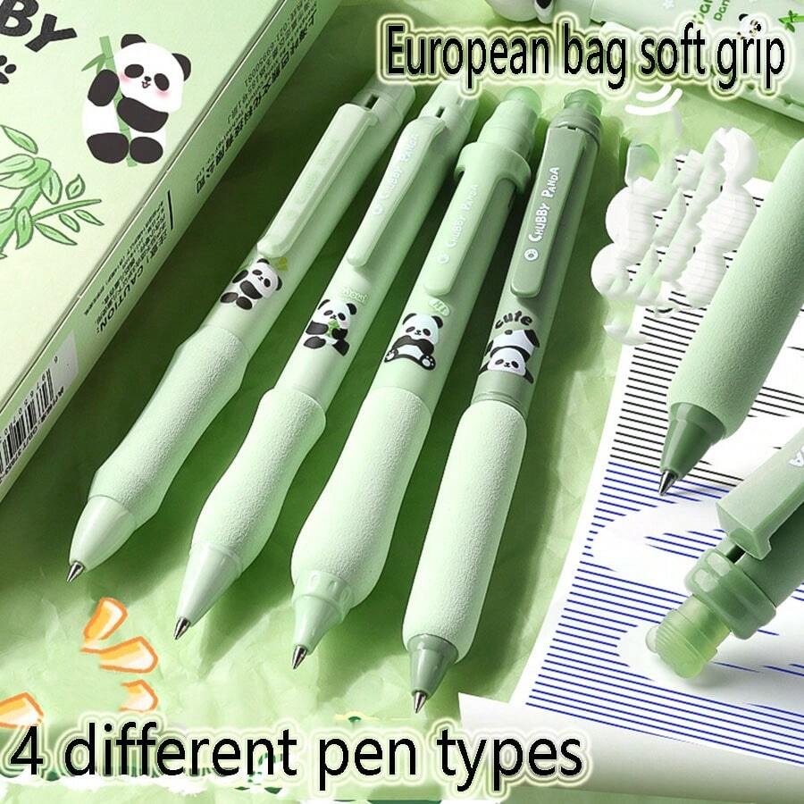 Writing Tool Set, Cute Cartoon Design Retractable Erasable Pen, Blue Erasable Ink, Easy To Erase Ballpoint Pen, Panda Pen, Holiday Gift - Multicolor - View 1