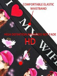 سروال داخلي 1 قطعة مطبوع للرجال مع مرونة لملابس داخلية عصرية ومريحة، للاستخدام اليومي، عيد الحب