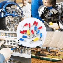 100 pezzi Connettori a cavo rossi/blu a pressione a freddo (maschio e femmina), per connessione di cavi e fili