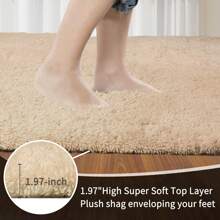 Sour Lemon Large Size Fluffy Rugs, Non-Slip Soft Shaggy Floor Carpet Mats & Rugs For Room Decor, Washable Nonslip Modern Area Rug, Modernstyle Antislip Decorative Carpets For Home Livingroom Bedroom Nursery, Big Rug, Large Rug, Home Decor - Lạc đà - Xem 2