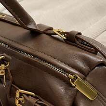 Túi xách Baguette phong cách Mỹ cổ điển có dây đeo có thể tháo rời, Túi đeo dưới cánh tay kiểu xe máy có thiết kế khóa thắt lưng, Túi Boston Y2K, Túi xách tay và túi đeo chéo cao cấp dành cho nữ - Nhiều màu - Xem 5