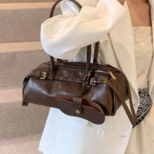 Túi xách Baguette phong cách Mỹ cổ điển có dây đeo có thể tháo rời, Túi đeo dưới cánh tay kiểu xe máy có thiết kế khóa thắt lưng, Túi Boston Y2K, Túi xách tay và túi đeo chéo cao cấp dành cho nữ - Nhiều màu - Xem 4