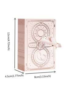 5pcs/Pack Creative Magic Book Themed Gift Box, Wedding Party Favor Box With Divination Pattern, Elegant Small Present Box With Ribbon For Christmas, New Year And Holiday Party Decor - Pink - View 3