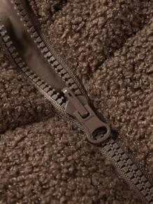 少女双面无袖短款冬季羽绒服 - 棕色 - 查看 9