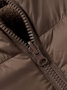 少女双面无袖短款冬季羽绒服 - 棕色 - 查看 5