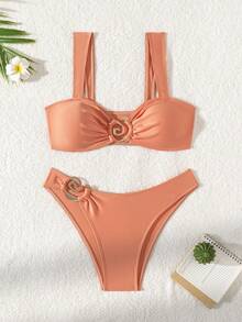 Set de 2 conjuntos íntimos de diseño único y elegante color piel, para primavera/verano - Rosa vieja - Ver 1