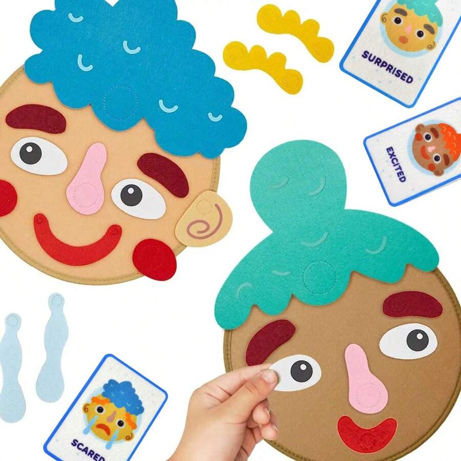 情绪学习玩具，趣味表情游戏，包含面部表情和情绪闪卡，适合3-6岁学龄前儿童，帮助孩子表达情绪。产品类别：学校用品、学生用品、文具、学习用品、蒙特梭利玩具、益智玩具、儿童活动 - 棕色 - 查看 1