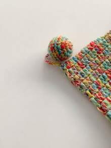 1pc Cute Colorful Tassel Ball Knitted Beanie Hat For Women, Warm Earflap Slouchy Oversized Winter Hat Christmas - Multicolor - View 10