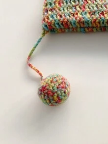 1pc Cute Colorful Tassel Ball Knitted Beanie Hat For Women, Warm Earflap Slouchy Oversized Winter Hat Christmas - Multicolor - View 11