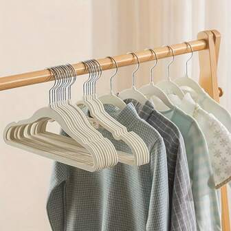 20 件/套多色植绒儿童防滑衣架，可爱小衣架，适用于婴儿和婴儿衣柜节省空间必备收纳整理器
