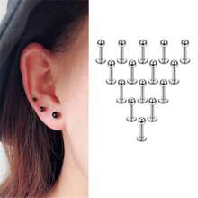 15Pcs 16G Stainless Steel Lip Rings For Women Men,Labret Nose Studs Piercing 6/8/10/12mm Cartilage Tragus Helix Earring Suitable For Daily Wear - 15pcs - View 5