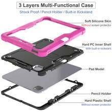 玫瑰红硅胶横支架平板电脑保护套，重型坚固防摔保护套 - 玫紅綠 - 查看 6