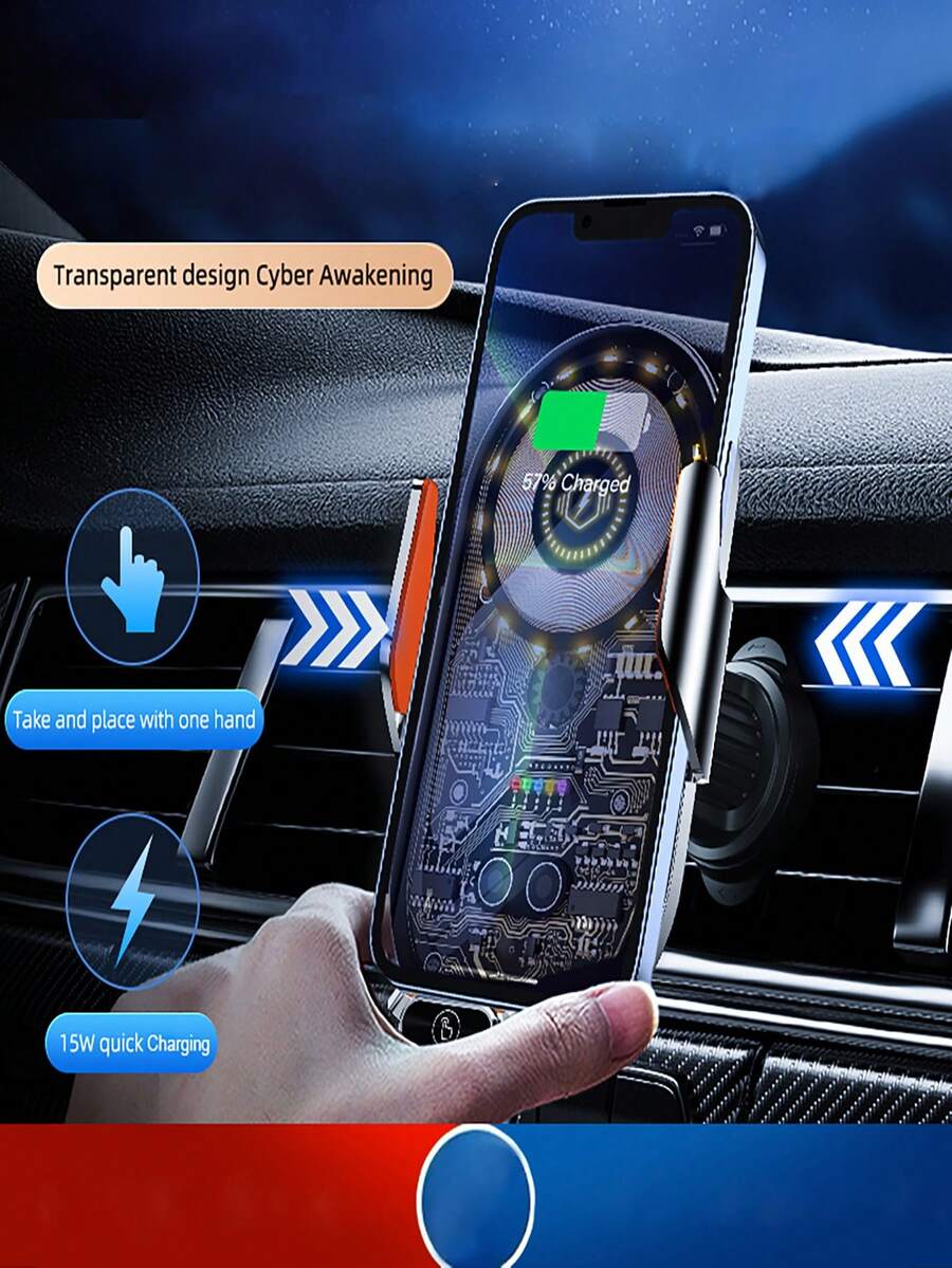 SUONEE Wireless Car Charger Mount, 15W Fast Charging Auto Clamping