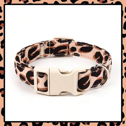 1 件黑色和棕色豹纹时尚宠物项圈，适合小型、中型和大型犬，柔软可调节，带塑料扣，高品质，适合男孩、女孩和小狗，室内和室外使用