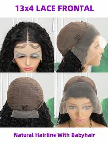 Tóc giả xoăn Jerry 13x4 làm từ tóc thật đã nhổ sẵn Tóc giả xoăn dài 26-40 inch Tóc giả ren trong suốt dày 150 mật độ dành cho phụ nữ Màu tự nhiên - S1 - Xem 7