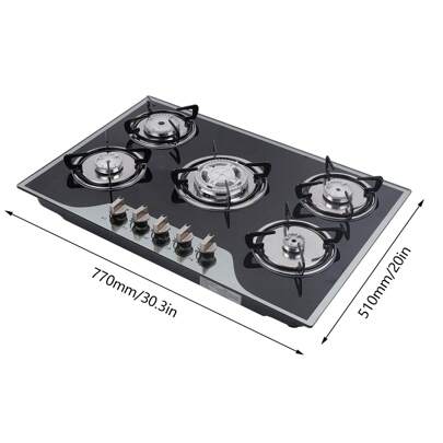 30 Inch Gas Cooktop Stainless Steel 5 Burners NG/LPG Dual Fuel Gas Stovetop