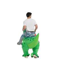 Disfraz inflable de dinosaurio, disfraz de paseo de T-Rex con aire inflado, divertido disfraz de fiesta de disfraces de Halloween, Disfraz de aire inflado verde genial, Disfraces de dinosaurio para montar (Altura adecuada 160-190cm)