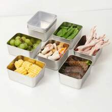 Set de 6 cajas de almacenamiento de alimentos de acero inoxidable 316, a prueba de fugas y reutilizables, caja de almuerzo con tapa apilable para carnes, frutas y verduras, organización y almacenamiento de cocina, accesorios de cocina, regalo de Navidad