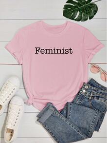 Women's Baby Look T-Shirt 100% Cotton Motivational Phrases   Empowered Woman - Màu Hồng baby - Xem 2