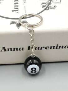 Llavero creativo con bola de billar número 8, adorno colgante de billar de simulación - Negro - Ver 3