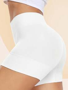 女士收腹防滑短裤，适合内衣，无缝光滑塑身短裤，防擦伤平角裤 - 白色 - 查看 3