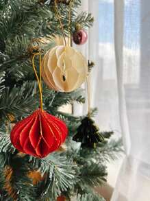 圣诞派对吊坠，圣诞树装饰吊坠，迷你圣诞树蜂窝球吊坠圣诞主题派对家居装饰用品 1 件 - 彩色 - 查看 6