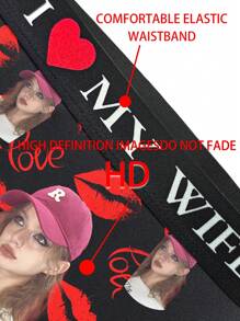 Cuecas boxer personalizadas impressas com estampa para o Dia dos Namorados, com elasticidade e confortáveis, para uso diário, 1 peça Cachorro Adorável, Simples, Engraçado, Confortável, Personalizado, Único, Presente Personalizado Ideal para Homens/Mulheres, Presente ideal para Namorado, Amigos, Quarto, para Casamentos, Feriados, Aniversários