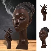 1pc Phụ nữ hút thuốc hình dạng cổ điển trong nhà hương liệu hương bếp, quà tặng thủ công sưu tầm, thiền định - Cà phê nâu - Xem 2