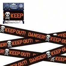 1pc-Mini Warning Tape Halloween Party Supplies Decoration Halloween Warning Line Layout Skull Warning Tape Disposable Warning Tape Suitable For Halloween Parties Zombie Parties Mysterious Murderers Equivalent 600cm * 8cm