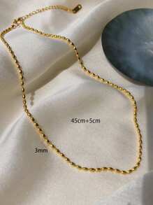 1入組時尚不銹鋼極簡串珠項鏈適合女士日常裝飾