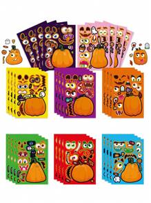 Halloween Puzzle Stickers: DIY Scary Pumpkin Pattern, Suitable For Sticking On Walls, Books, Cups And Various Places As Fun Cartoon Decorations, Halloween Gift