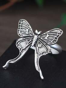 GuoShuang 5pcs Adjustable Animal Insect Rings Gothic Dragonfly Butterfly Moth Rings