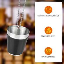 1 件 1.01 盎司不锈钢黑色酒杯，带链，可重复使用威士忌酒杯，金属杯，用于悬挂婚礼派对狂欢派对、派对用品、饮具配件促销 - 彩色 - 查看 3