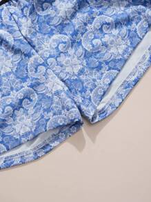 [Plant Series]Women's Letter Print Sports Bra And Pantines Set Lingerie - Blue - View 5