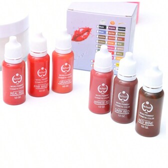 6pcs Eyebrow, Lip, Eyeliner Tattoo Plant Pigment Permanent Makeup Ink Liquid Dye Cosmetic Tools For Eyebrow & Lip Tinting (15ML/Bottle)