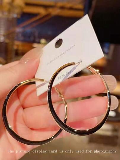 topshiny 1 Pair Korean Style Dangle Earrings, Exaggerated Resin Circle Earrings For Women, Chic Hoop Earrings