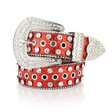 Women's Y2K Crystal Rhinestone Studded Leather Belt, Wide Sparkling Alloy Buckle Fashion Punk Crystal Eyelet Decor Versatile Belt - 3.8 Edge Beads Are Eye-catching - View 14