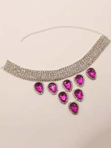 1 chiếc vòng cổ đính đá thời trang, phụ kiện trang sức gợi cảm cho phụ nữ trong các sự kiện trang trọng - Màu tím - Xem 2