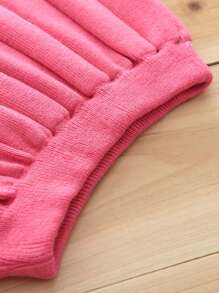 Conjunto de suéter con patrón geométrico ondulado + mini falda para niña joven, otoño e invierno - Rosa Fucsia - Ver 5