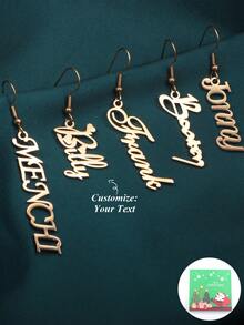 Hoa tai chữ cái tên tùy chỉnh, nhiều kiểu phông chữ và độ dài dây chuyền, tùy chọn hộp quà Giáng sinh, quà tặng Giáng sinh, quà tặng Valentine, quà tặng Ngày của Mẹ - Hộp quà giáng sinh xanh - Xem 7