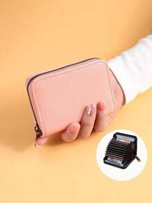1pc Men's Multifunctional Business Card Holder & Coin Purse, Compact Size For Easy Carrying - Black - View 7