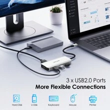 USB C Laptop Docking Station Quad Monitor, 7-IN-1 Multiport USB C Hub With Dual 4K HDMI, 4K DP, VGA, 3xUSB2.0,Compatible With /Windows/Chrome OS/Linux/Android
