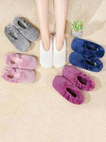 1 Pair Fleece Floor Leg Warmers, Solid Color, Warm, Soft, Thick, Non-Slip, Quiet Sole For Autumn/Winter, Cozy Socks - Grey - View 5