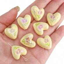 beadia 2/6/10pcs 20x19mm Acrylic Electroplated UV Oil Droplets Heart-Shaped Tulips Suitable For DIY Bracelets, Necklaces, Keychains, Mobile Phone Chains, Material Beads, Bag Accessories, Loose Beads - Love - View 20