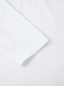 男士休闲街头艺术印花圆领长袖 T 恤，日常穿着 - 白色 - 查看 6