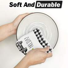 2 件，圣诞厨房毛巾，松树格子图案印花毛巾洗碗巾，圣诞装饰，餐桌装饰，厨房用品，家居装饰，礼物 - 綠色 - 查看 6