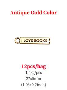 12pcs/Bag 27x5mm I Love Books Charms Pendant For DIY Jewelry Making DIY Earring, Necklace, Bracelet, Keychain Making - I LOVE BOOKS - View 6