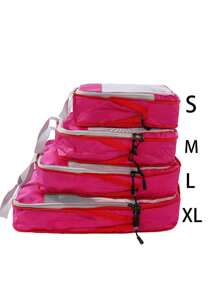 Travel Storage Bag Large Capacity Waterproof Compression Packing Organizer With Double Layer, Dual Zippers, And Travel Compression Bag Compression Storage Bag For Luggage Nylon Material Mesh Visualization Diamond Grid For Men And Women Travel Essentials